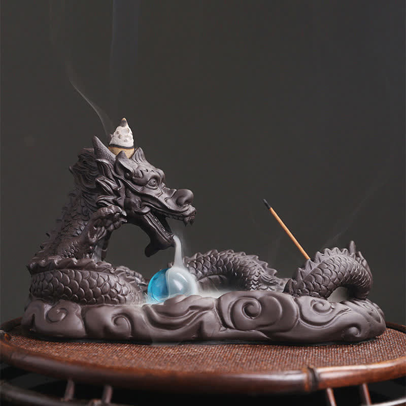 Dragon Playing Ball Flower Protection Incense Burner Decoration - image 2