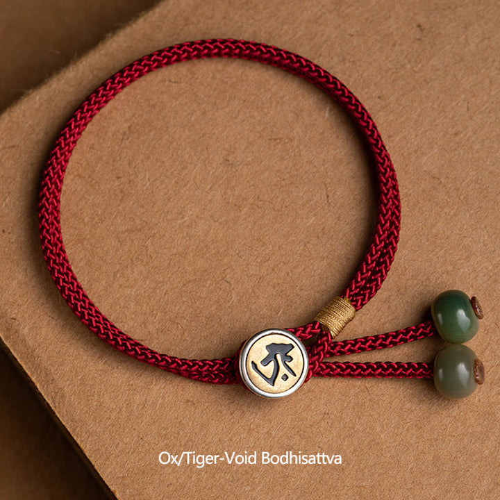 Buddha Stones 925 Sterling Silver Handmade Chinese Zodiac Natal Buddha Cyan Bodhi Seed Protection Braided Red String Bracelet - image 1