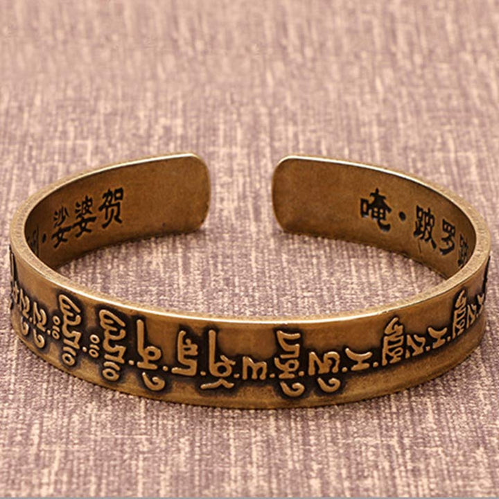 Buddha Stones Tibetan Mahāpratisarā Mantra Sanskrit Copper Brass Healing Bracelet Bangle