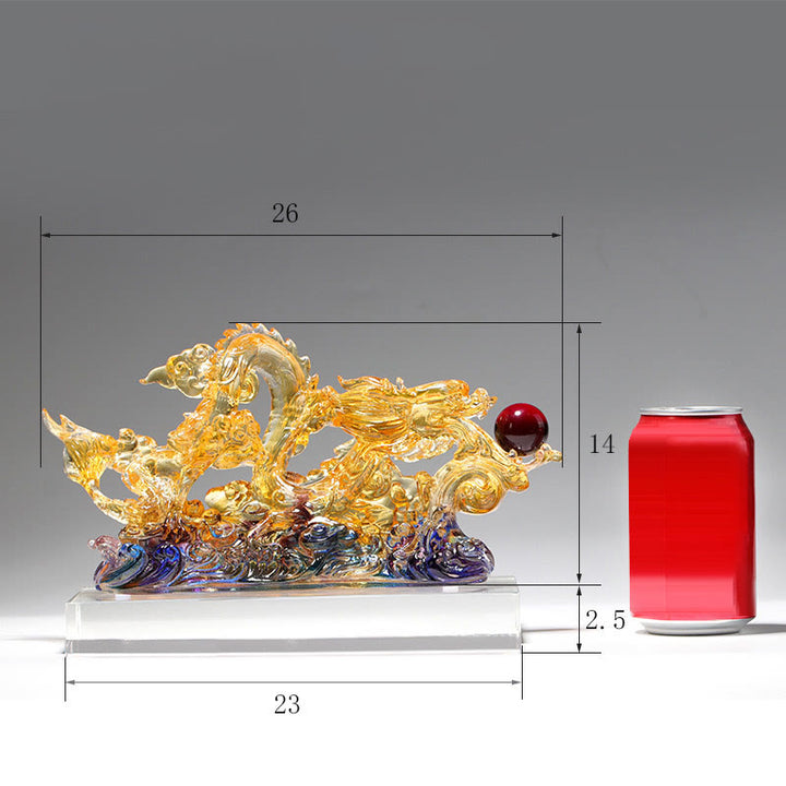 Buddha Stones Handmade Dragon Liuli Crystal Art Piece Protection Strength Home Office Decoration - image 7