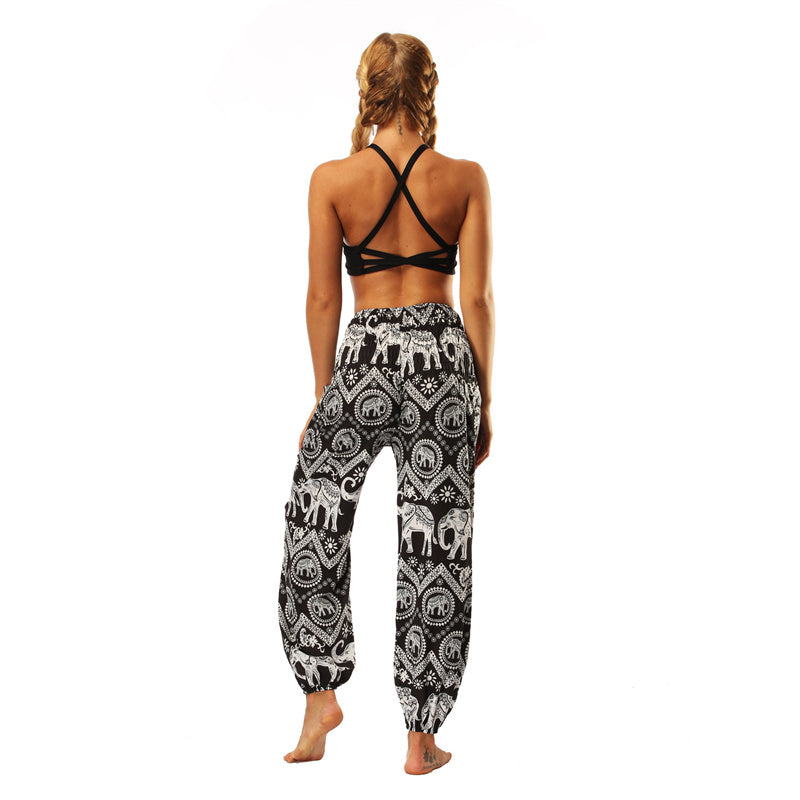 Buddha Stones Hippie Pants Baggy Boho High Waist Lounge Trousers with Pockets Women's Yoga Pants