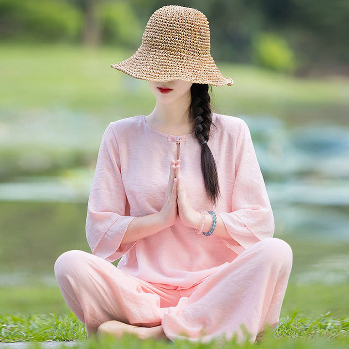 Tai Chi Meditation Prayer Zen Spiritual Morning Practice Clothing Women's Set - image 18