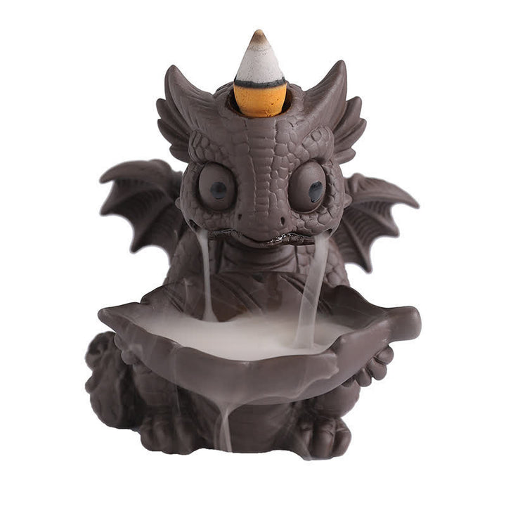 Lovely Dinosaur Purple Clay Backflow Smoke Fountain Healing Incense Burner Decoration - image 9