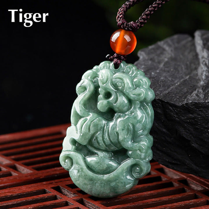 Buddha Stones Natural Jade 12 Chinese Zodiac Prosperity Necklace Pendant - Tiger - image 17
