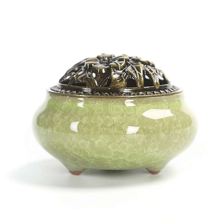 Buddha Stones Colorful Ceramic Incense Burner - Yellow-Green - image 14