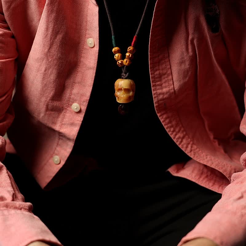 Buddha Stones Tibetan Camel Bone Skull The Lord of the Corpse Forest Protection Necklace Pendant - image 1