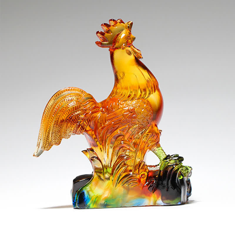 Handmade Liuli Crystal Rooster Art Piece Home Decoration - image 3