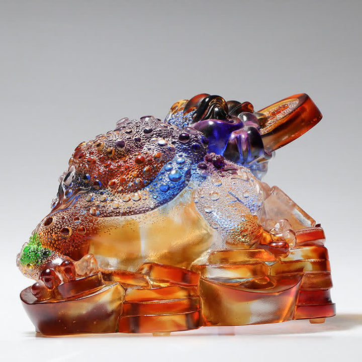 Feng Shui Frog Handmade Liuli Crystal Art Piece Wealth Home Office Decoration - image 10