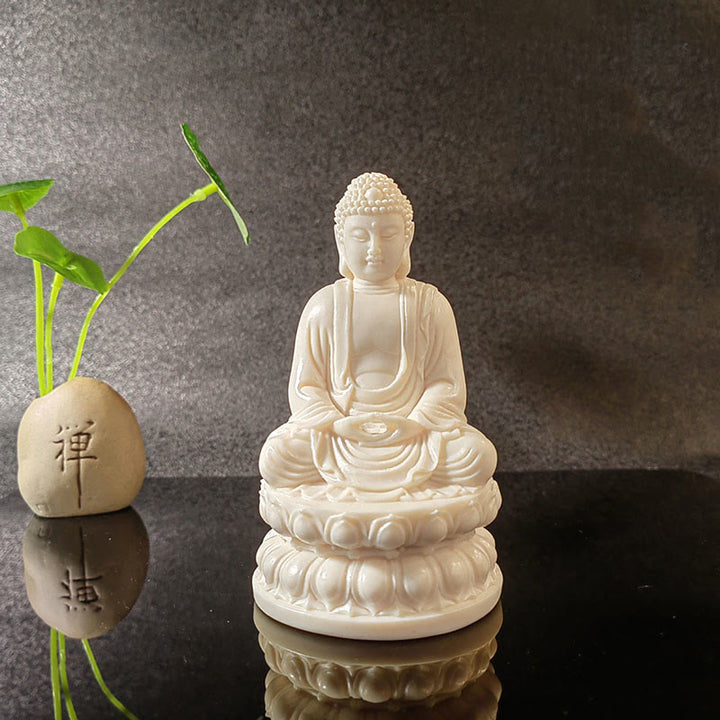 Buddha Stones Mini Ivory Fruit Tathagata Buddha Lotus Kwan Yin Avalokitesvara Manjusri Samantabhadra Serenity Desk Decoration