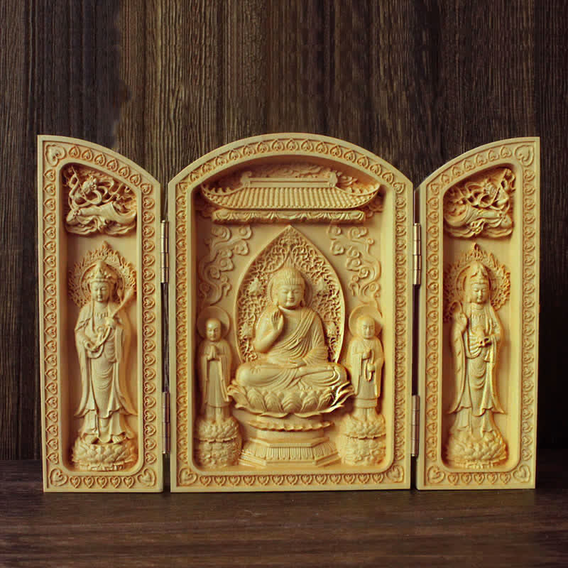 Thousand-armed Avalokitesvara Kwan Yin Buddha Boxwood Wealth Home Decoration Altar