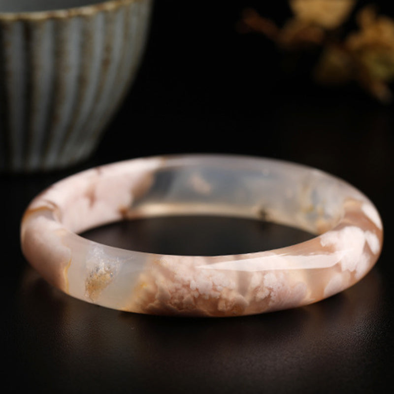 Natural Sakura Agate Peace Bracelet Bangle - image 6