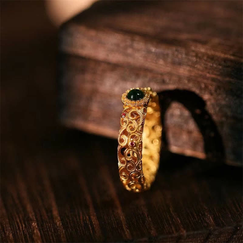 Buddha Stones 925 Sterling Silver Cyan Jade Success Luck Ring - image 8