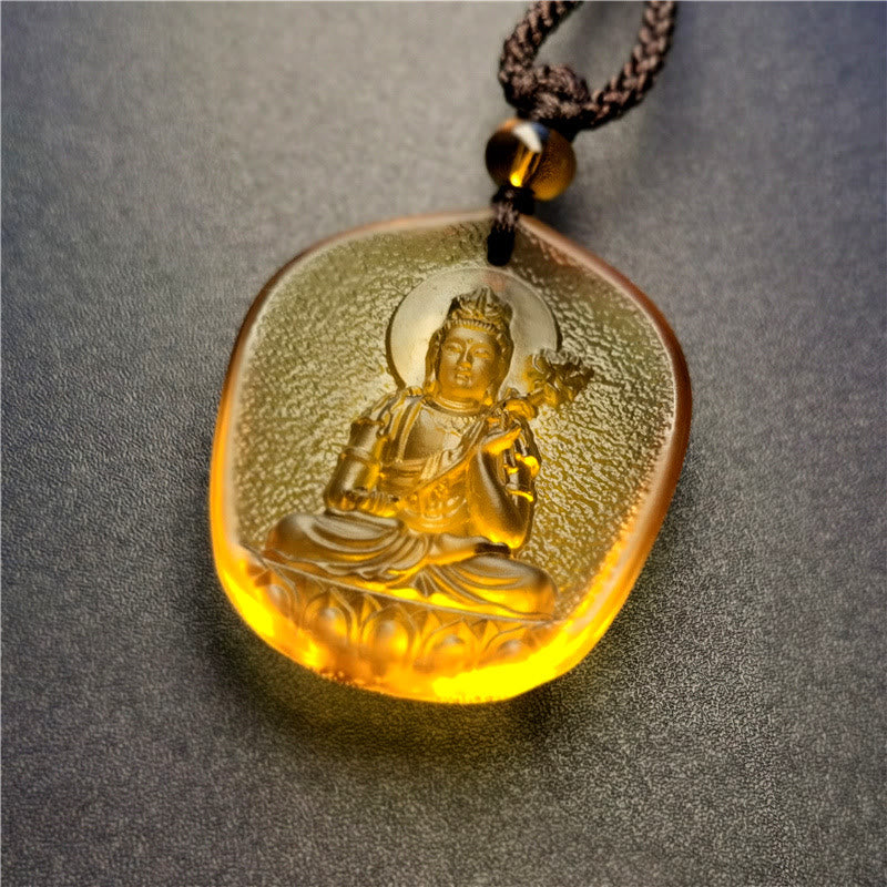 Buddha Stones Chinese Zodiac Natal Buddha Blessing Liuli Crystal Compassion Necklace Pendant - Horse-Mahasattva Bodhisattva - image 8