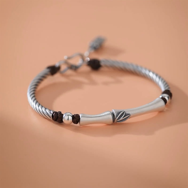 999 Sterling Silver Bamboo Pattern Cicada Luck Wealth Bracelet - image 12