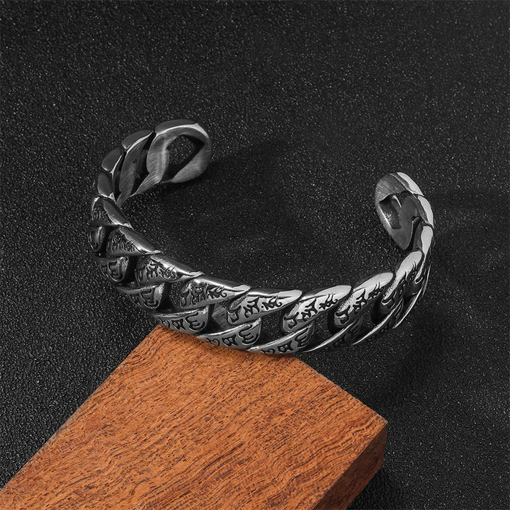 Buddha Stones Tibetan Om Mani Padme Hum Mantra Titanium Steel Peace Cuf Bangle Bracelet - image 3