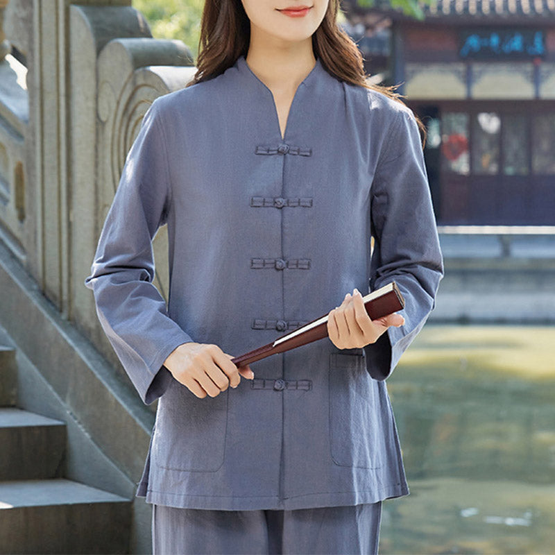 Spiritual Zen Practice Yoga Meditation Prayer Uniform Cotton Linen Clothing Women's Set