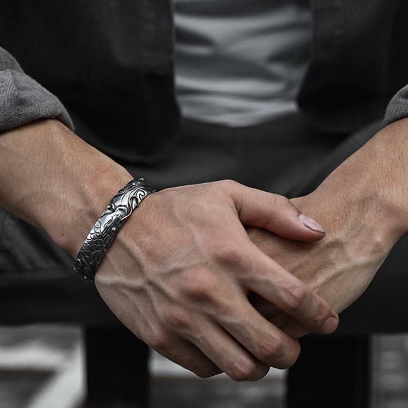 999 Sterling Silver 990 Gold Koi Fish Luck Wealth Success Bracelet Bangle - image 5