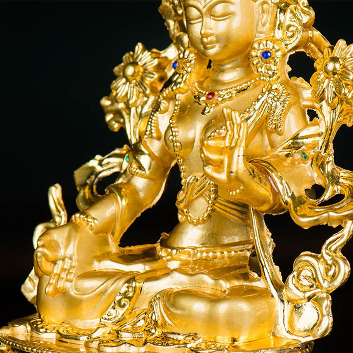 Bodhisattva White Tara Hope Protection Gold Plated Statue Decoration