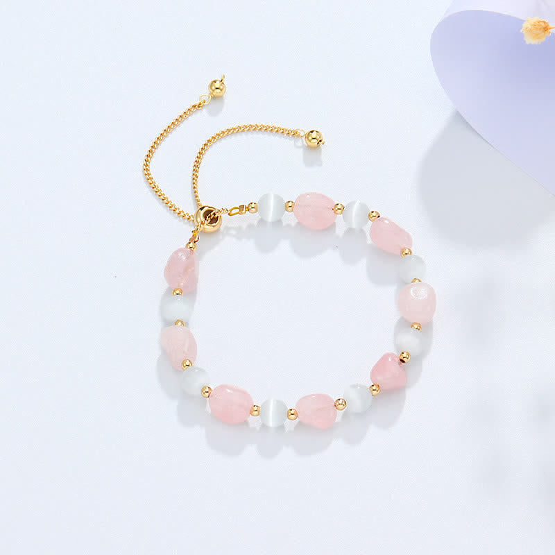 Amethyst Pink Crystal Black Rutilated Quartz Spiritual Awareness Bracelet - Pink Crystal(Soothing♥Warmth) - image 8