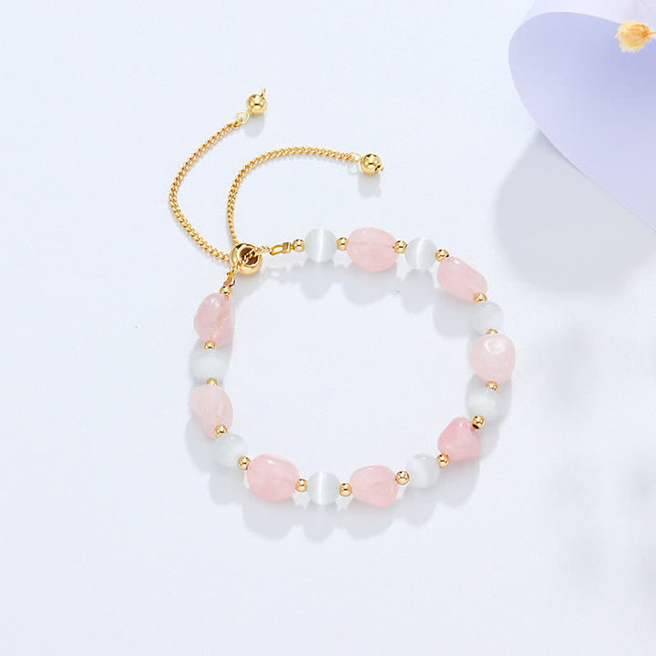 Amethyst Pink Crystal Black Rutilated Quartz Spiritual Awareness Bracelet - Pink Crystal(Soothing♥Warmth) - image 8