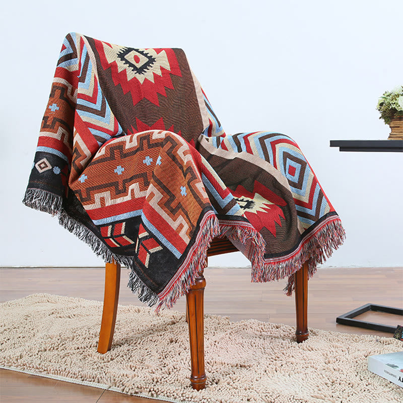 Buddha Stones Tibetan Geometric Hand-Dyed Craftsman Blanket - image 3
