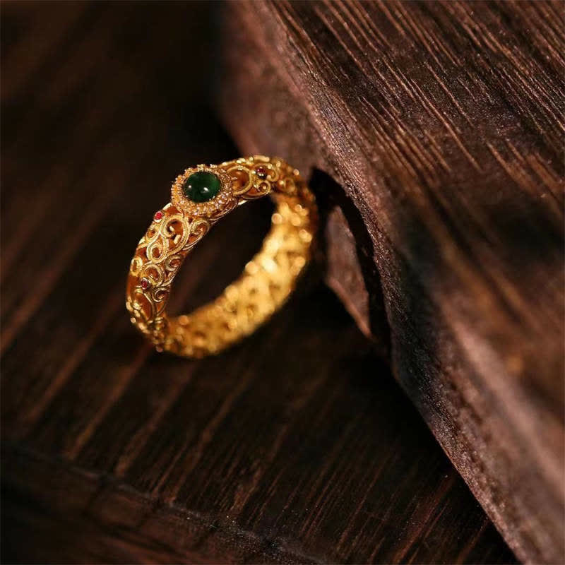 Buddha Stones 925 Sterling Silver Cyan Jade Success Luck Ring - image 3