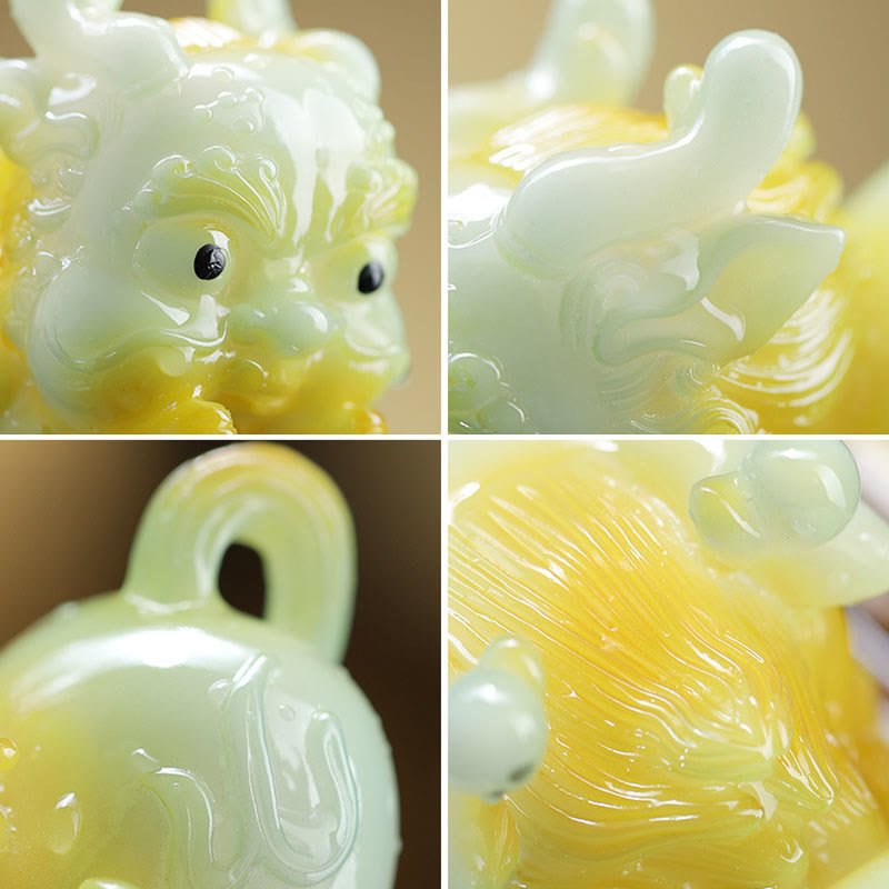 Buddha Stones Color Changing Small PiXiu Ingot Resin Tea Pet Wealth Home Figurine Decoration