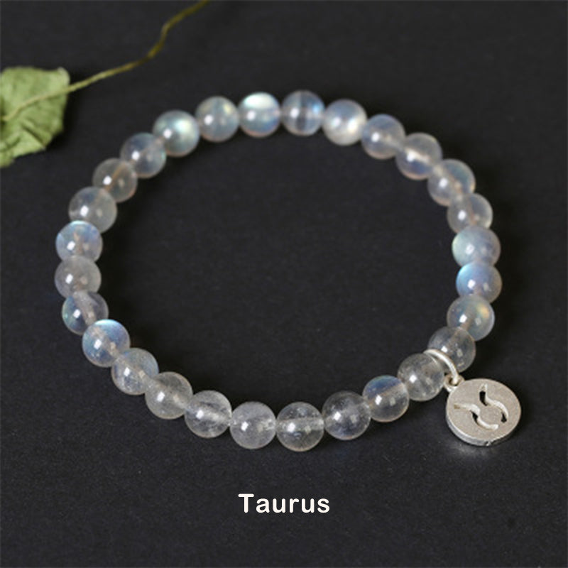 12 Constellations of the Zodiac Moonstone Charming Bracelet