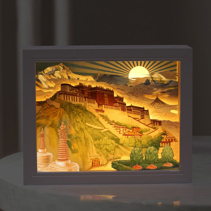 Tibet Potala Palace Paper LED Carving Lamp Art Night Lights Creative LED Table Lamp