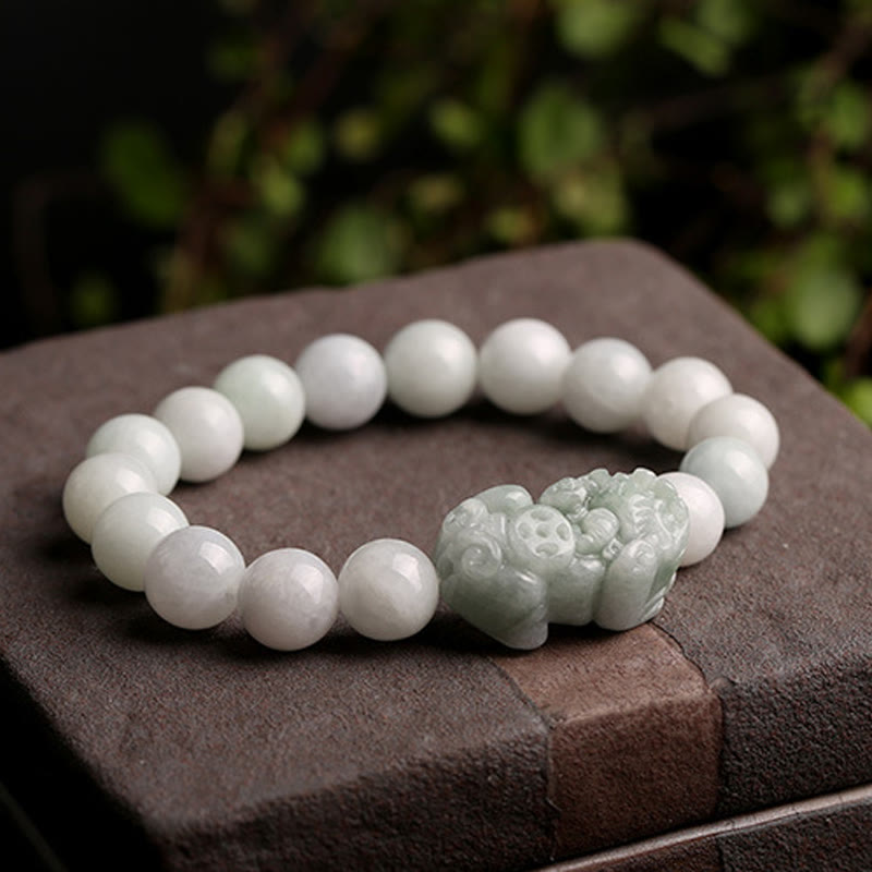 Buddha Stones Fengshui Wealth Prosperity Jade PiXiu Luck Bracelet