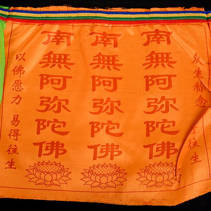 Tibetan 7 Colors Windhorse Letter Auspicious Lotus Outdoor 21 Pcs Prayer Flag