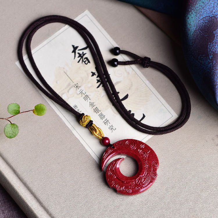 Buddha Stones One's Luck Improves Design Patern Natural Cinnabar Blessing Necklace Pendant