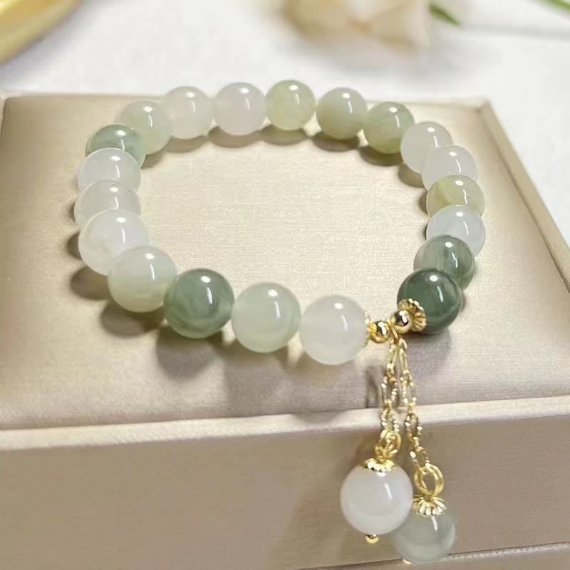 Buddha Stones Natural Gradient Jade Abundance Luck Bead Charm Bracelet