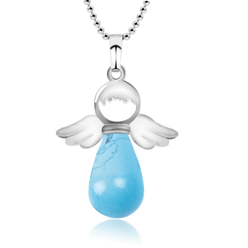 Buddha Stones Little Angel Wings Natural Crystal Luck Necklace Pendant