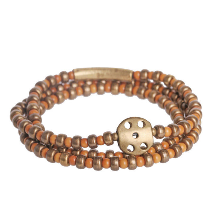 Buddha Stones Retro Olive Pit Copper Wealth Bracelet