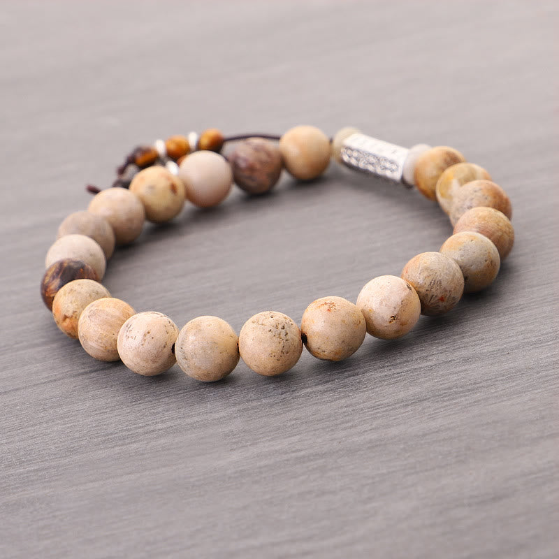 Weathered Stone Om Mani Padme Hum Strengthen Bracelet