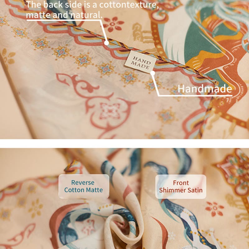 Buddha Stones Dunhuang Riyue Mountain 100% Mulberry Silk Scarf Dunhuang Shawl