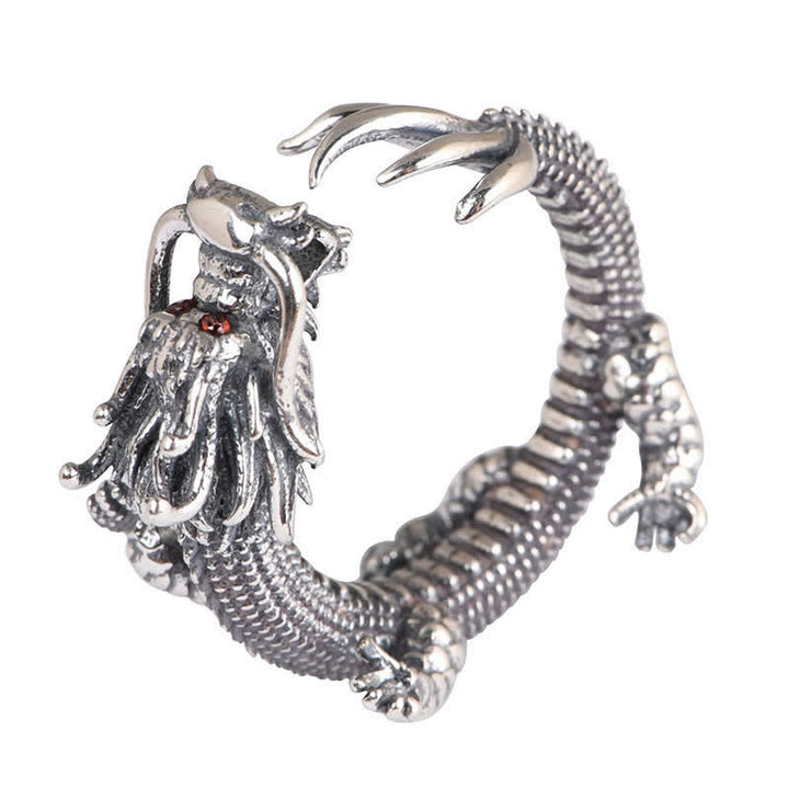 925 Sterling Silver Dragon Luck Protection Ring