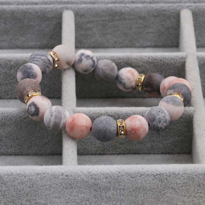 Buddha Stones Anxiety Stress Healing Crystal Zebra Jasper Bead Bracelet