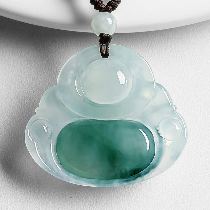 Buddha Cyan Jade Luck Necklace Pendant