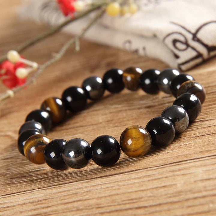 Buddha Stones Tibetan Tiger's Eye Bracelet Necklace Set