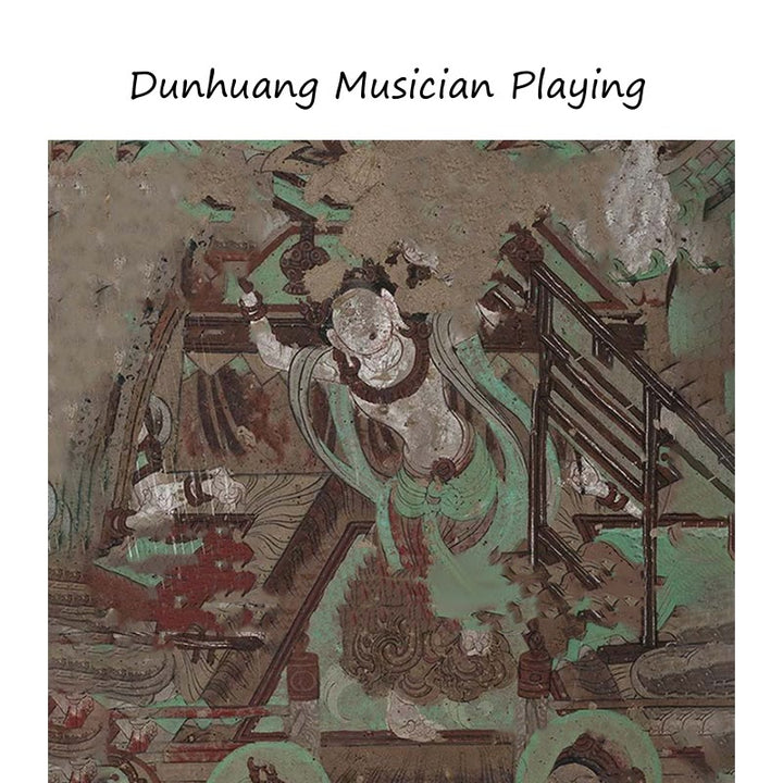 Buddha Stones Dunhuang Musician Playing Frescoes 100% Mulberry Silk Scarf Premium Grade 6A Dunhuang Silk Shawl