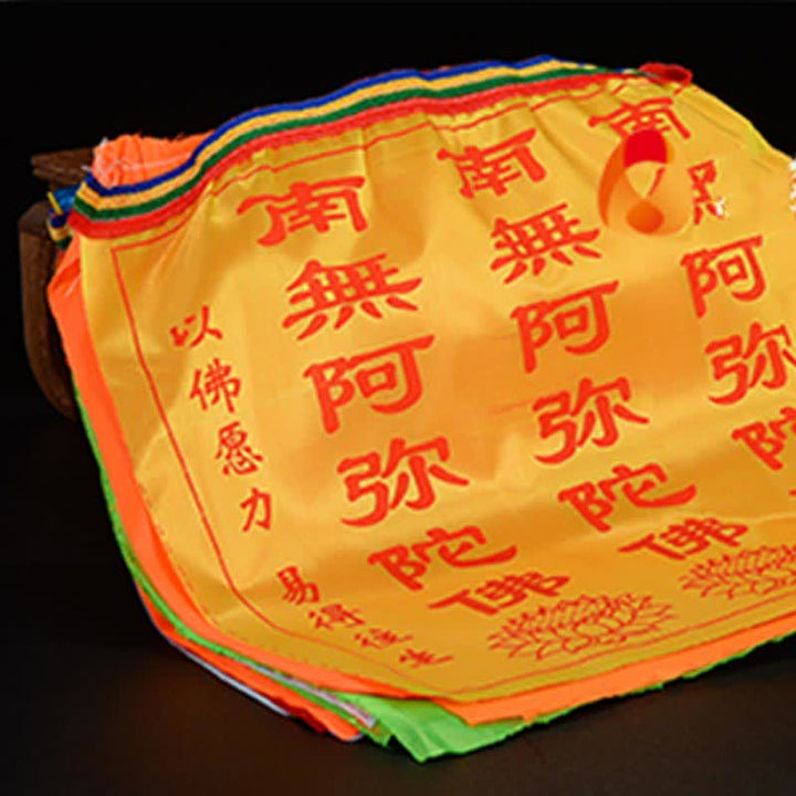 Tibetan 7 Colors Windhorse Letter Auspicious Lotus Outdoor 21 Pcs Prayer Flag