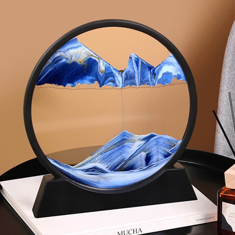 Moving Sand Art Picture Round Glass Deep Sea Sandscape Flowing Sand Home Decoration