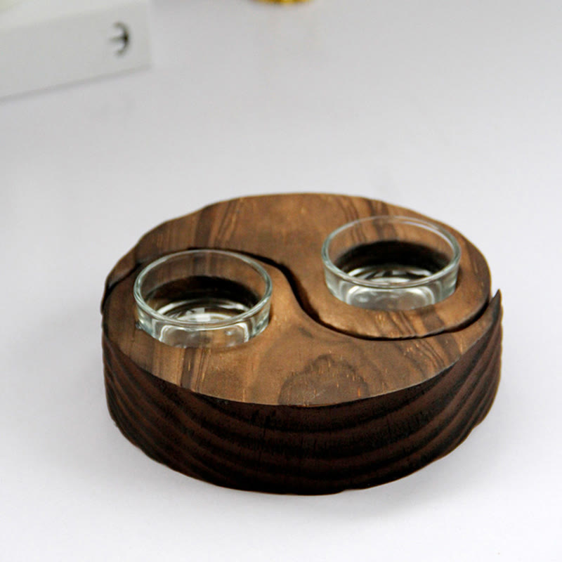 Yin Yang Wood Candle Holder Meditation Rituals Use Items