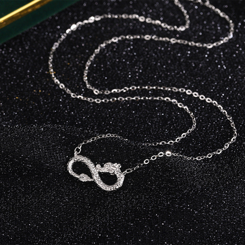 Buddha Stones 999 Sterling Silver Year of the Dragon Endless Knot Success Necklace Pendant