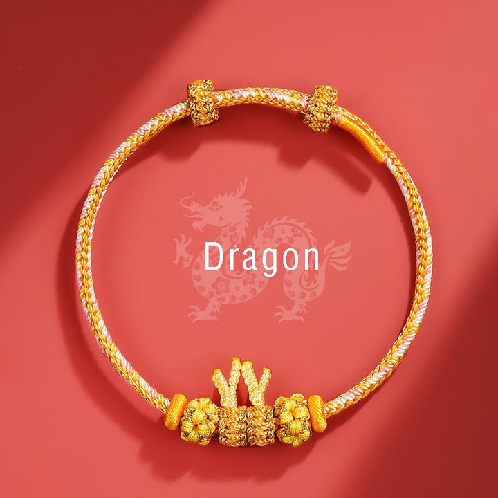 Buddha Stones Handmade Year of the Dragon Cute Chinese Zodiac Luck Braided Bracelet