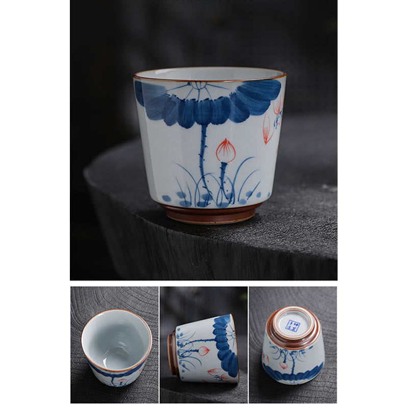 Buddha Stones Lotus Flower Leaf Bamboo Ceramic Teacup Kung Fu Tea Cups