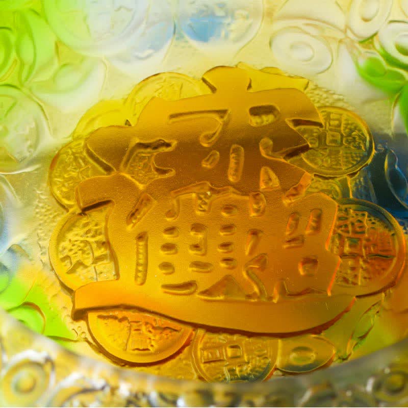 Handmade Liuli Crystal Treasure Bowl Ingots Art Piece Home Decoration