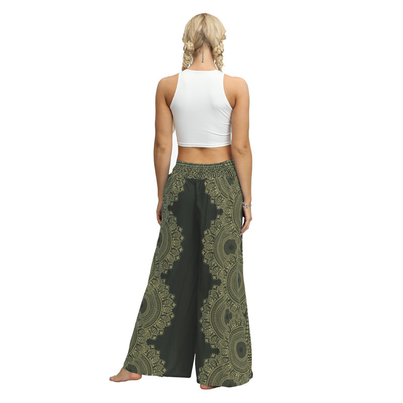 Buddha Stones Boho Pants Wide Leg Pants with Slits Sports Fitness Dance Women's Yoga Pants